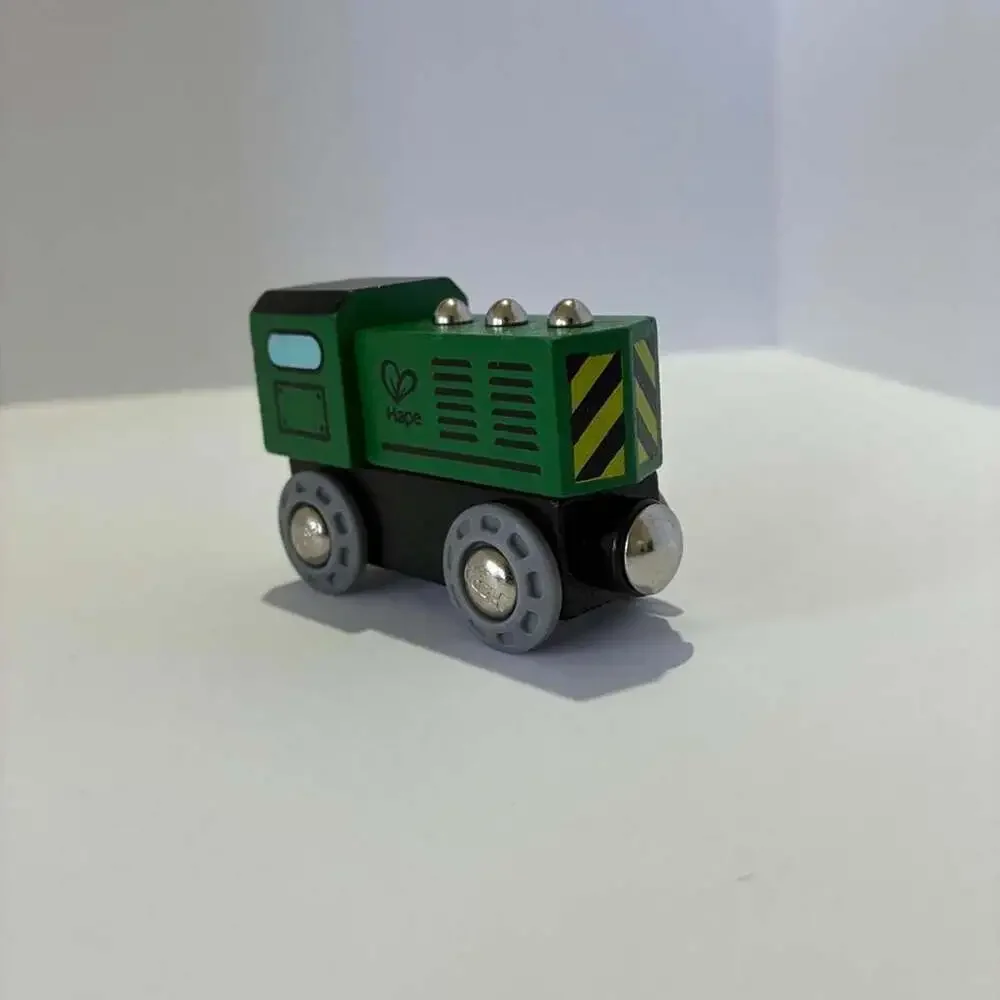 Hape E3718 Green Wooden Railway Diesel Locomotive Train Engine